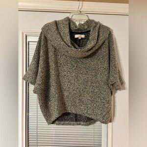 LOFT Women's Textured Cowl Neck Sweater - Black and Gray